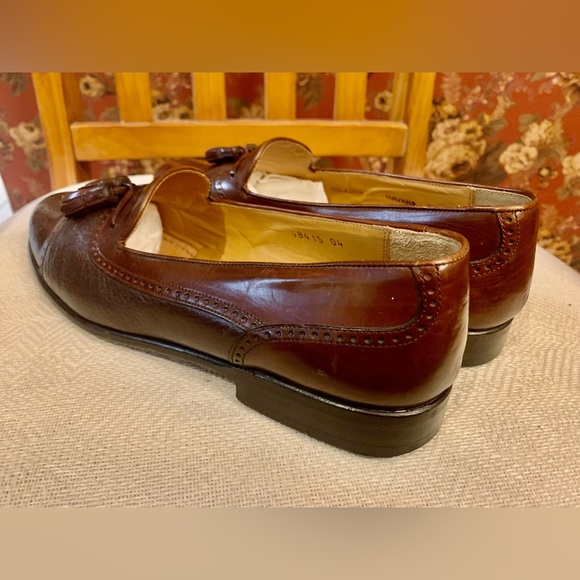 Men’s Mezlan Havana brown leather cap toe tassel loafer dress shoes Sz 9B - Picture 6 of 7